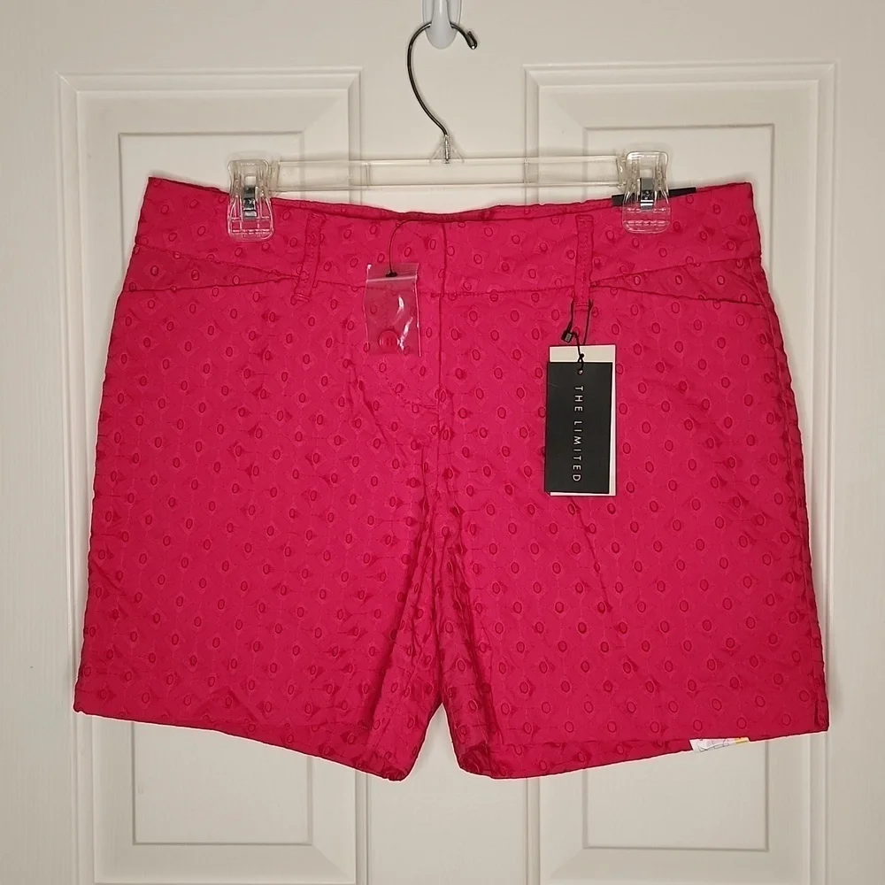 The Limited Hot Pink Eyelet Tailored Short Size 8 - Picture 1 of 15